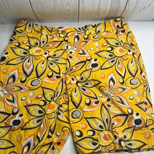 Loudmouth Golf Shorts Men 40 Yellow Multicolor Golfer Geometric Floral Pockets